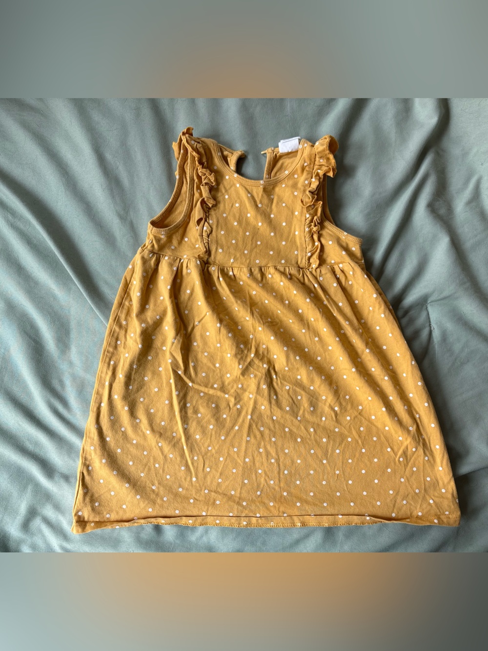 Mustard yellow polka dot cotton dress